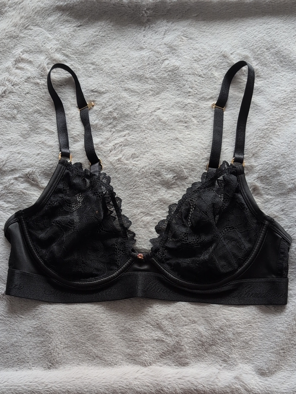 Sheer Lace Underwire Bra in Black